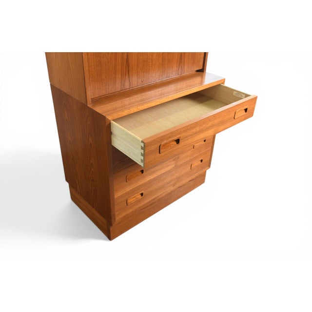 Attributed to Carlo Jensen Four Drawer Chest With Drop Front Hutch by Hundevad + Co | Danish Modern 1960s For Sale In San Francisco - Image 6 of 11