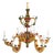 Vintage Six-Arm Tole Chandelier Hand-Painted in Gold, Green, and Red For Sale