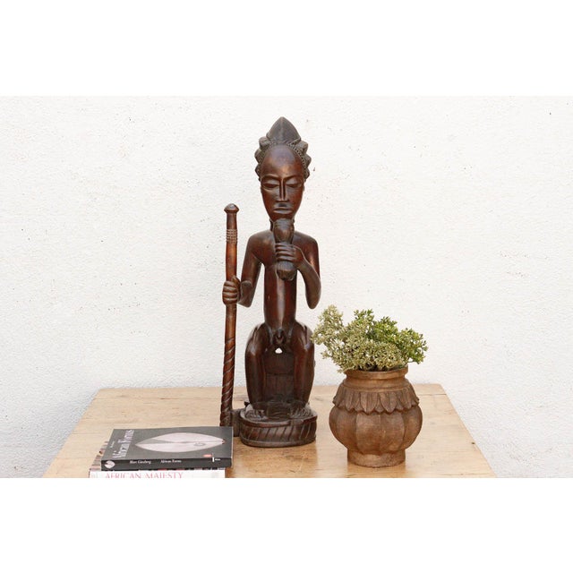 Handcarved African Chokwe Chief Figure For Sale - Image 10 of 10