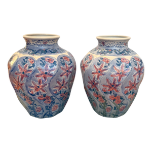 Chinese Hand-Painted Vases - A Pair