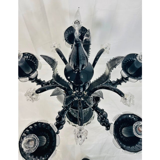 1990s Monumental Black Murano Glass Five-Arm Candelabra From the Spelling Manor For Sale - Image 12 of 18
