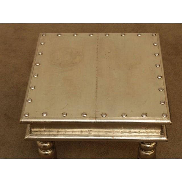 Square Silver Foil Wrapped Side Table For Sale In Philadelphia - Image 6 of 13
