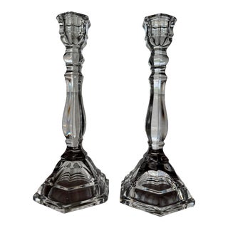 1990s Tiffany & Co. Hampton Lead Crystal Candlesticks - Set of Two For Sale
