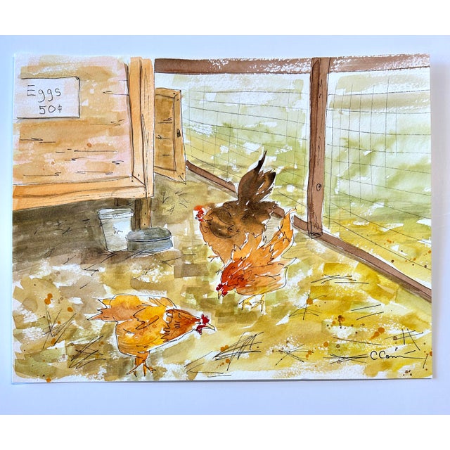 Giclee Print Watercolor Painting “Holly’s Chicken Yard” For Sale - Image 4 of 10