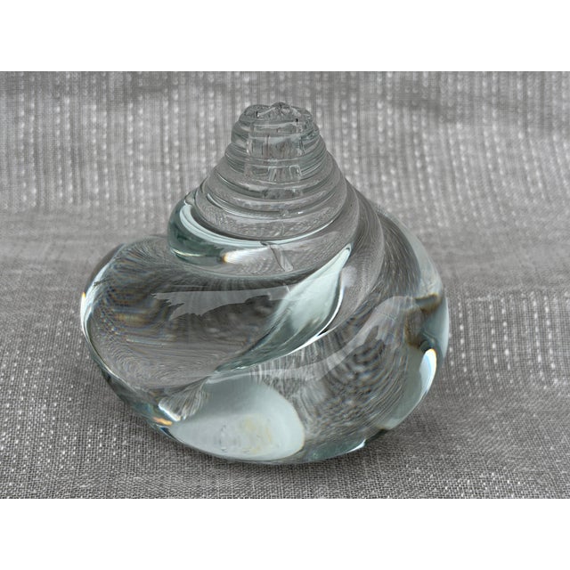 Vintage Clear Art Glass Seshell Paper Weight Signed For Sale In New York - Image 6 of 13