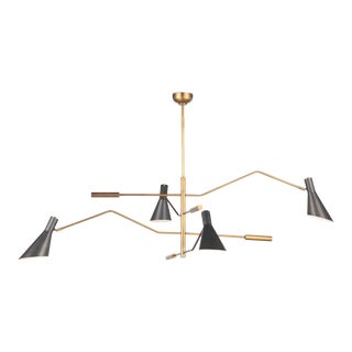 Regina Andrew Spyder Steel Chandelier, Blackened Brass & Natural Brass For Sale