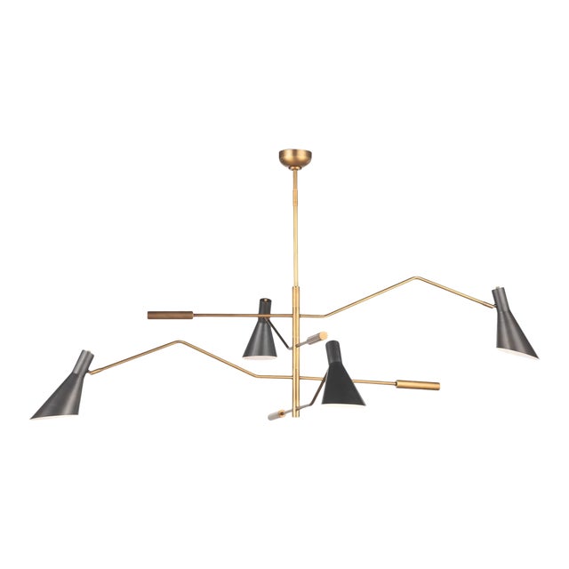 Regina Andrew Spyder Steel Chandelier, Blackened Brass & Natural Brass For Sale