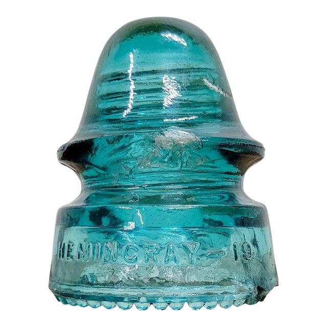 Vintage Hemingray 19 Aqua Teal Glass Insulator For Sale