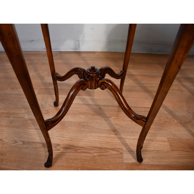 1920s Antique French Louis XV Satinwood Inlaid Pair of Side Tables / End Tables For Sale - Image 13 of 18
