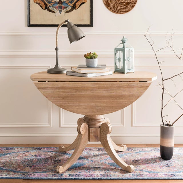 Modern Drop Leaf Dining Table in Rustic Natural For Sale - Image 3 of 9