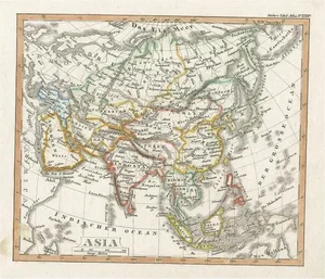 Small Antique Map of Asia, 1837