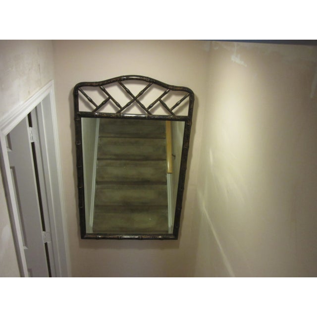 1970s Vintage Mid Century Faux Tortoise Shell Bamboo Mirror For Sale In Philadelphia - Image 6 of 6