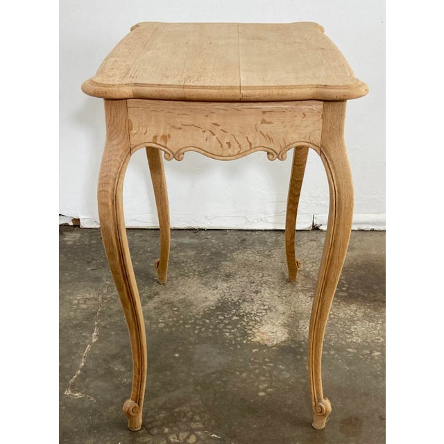 Wood Vintage French Louis XV Style Bleached Wood Table For Sale - Image 7 of 11