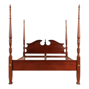 Baker Furniture Style Federal Carved Mahogany King Size Poster Bed