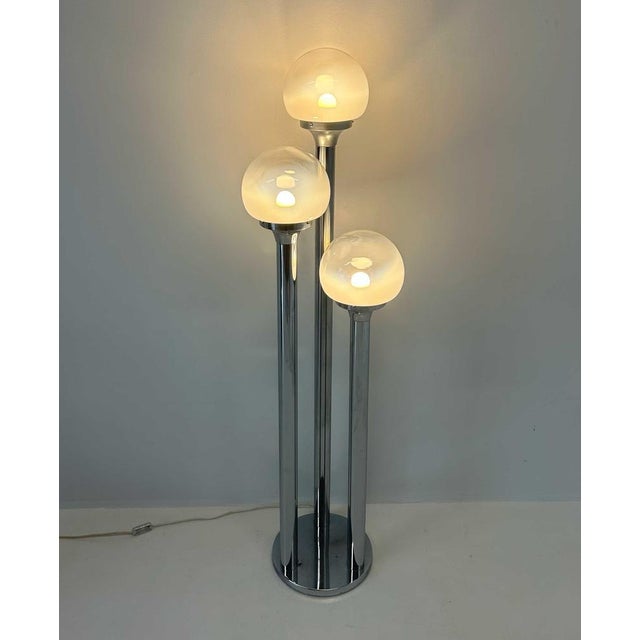 Italian Chrome and Murano Glass Floor Lamp from Mazzega, 1970s For Sale - Image 10 of 13