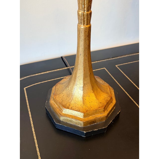 Mid-Century Modern 1950's Gilt & Wood Palm Tree Lamp Attributed to Warren Kessler For Sale - Image 3 of 4