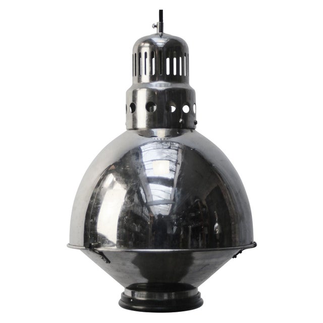 Vintage French Nickel-Plated Medical Pendant Lamp For Sale - Image 5 of 5