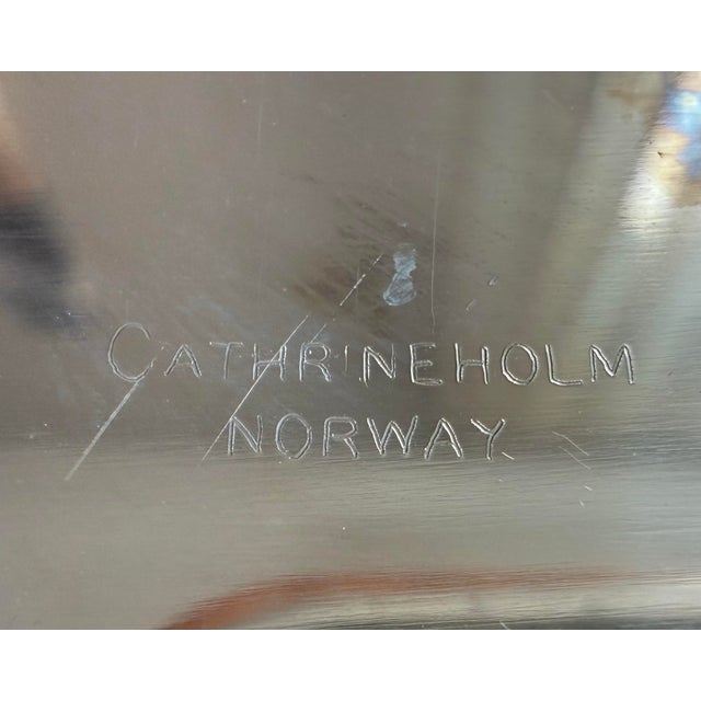 Cathrineholm Vintage Cathrineholm Norway Green Strek Enamel Tray 11x5 Mid Century Modern For Sale - Image 4 of 6