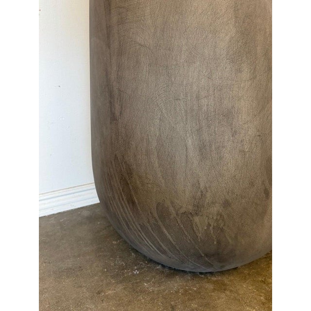 Pair of Monumental Tall Cylinder Planters - Dark Slate Gray Pots For Sale - Image 9 of 12