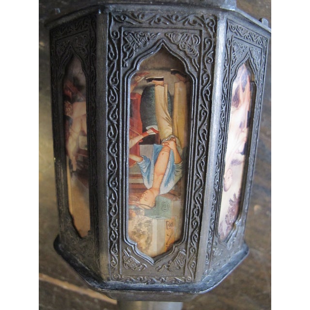 Metal Chinese Pewter Octagonal Tea Caddy With Inset Painted Erotic Art Panels For Sale - Image 7 of 13
