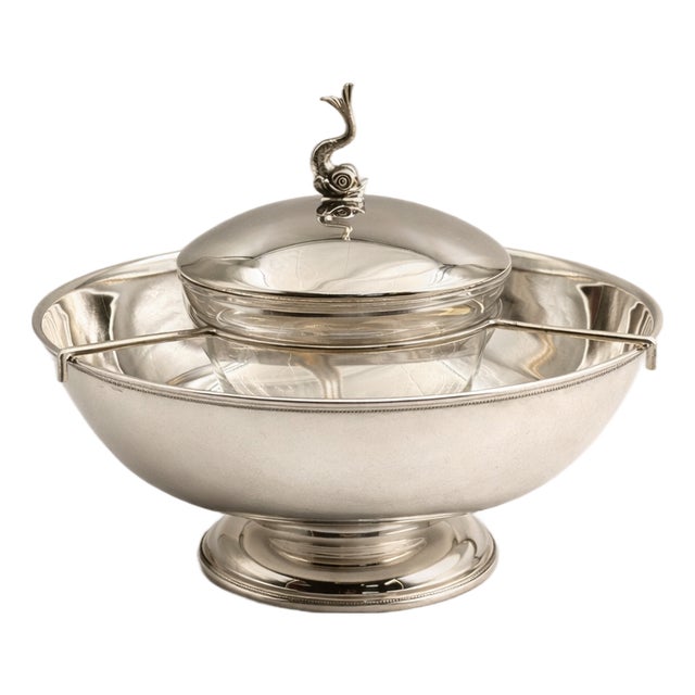 Swan Crown Caviar Server — Ottoman Silver Plated, Handcrafted, Grand Bazaar Istanbul For Sale