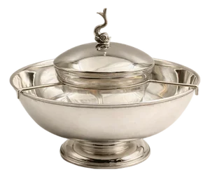 Swan Crown Caviar Server — Ottoman Silver Plated, Handcrafted, Grand Bazaar Istanbul