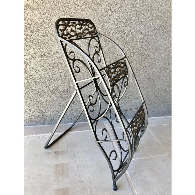 Spanish Revival Late 20th-Century Spanish Revival-Inspired Steel & Cast Iron Easel Back Floor Media Stand For Sale - Image 3 of 13