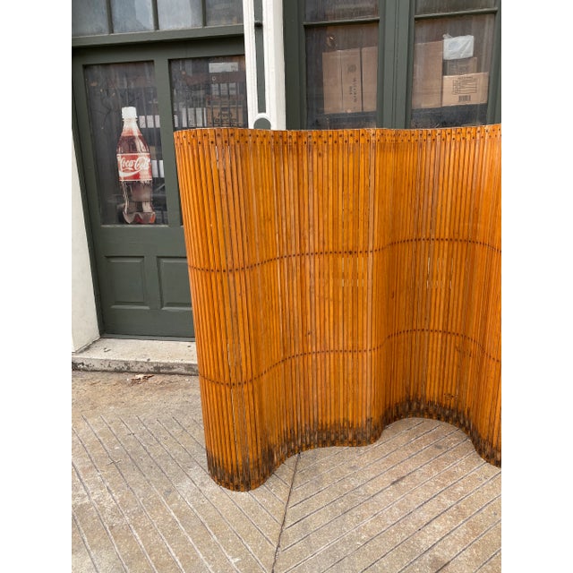 Conveyor Belt Screen/ Room Divider. Very unique Industrial Wood Screen with beveled edges. All attached with Canvas and...