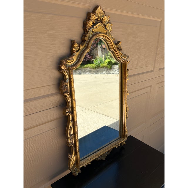 Rococo Mid-Century Italian Neoclassical Giltwood Mirror For Sale - Image 3 of 14