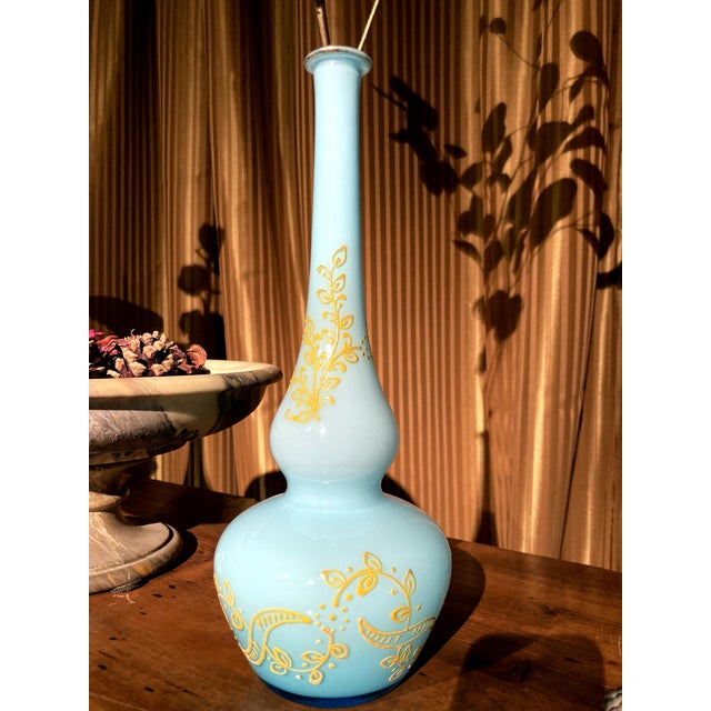 Mid-Century Italian Turquoise Opaline Murano Glass Soliflower Vases, 1960s, Set of 2 For Sale - Image 9 of 16