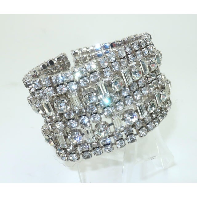 Metal Chunky Crystal Rhinestone Link Bracelet, 1950's For Sale - Image 7 of 11