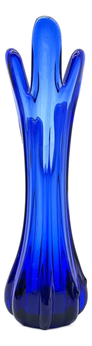 Sculptural Blue Glass Viking Vase from Blenko, 1950s