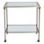 This is a is striking, minimalist French Hollywood Regency style two-tier rolling bar cart. Exhibiting the refined mixed-...