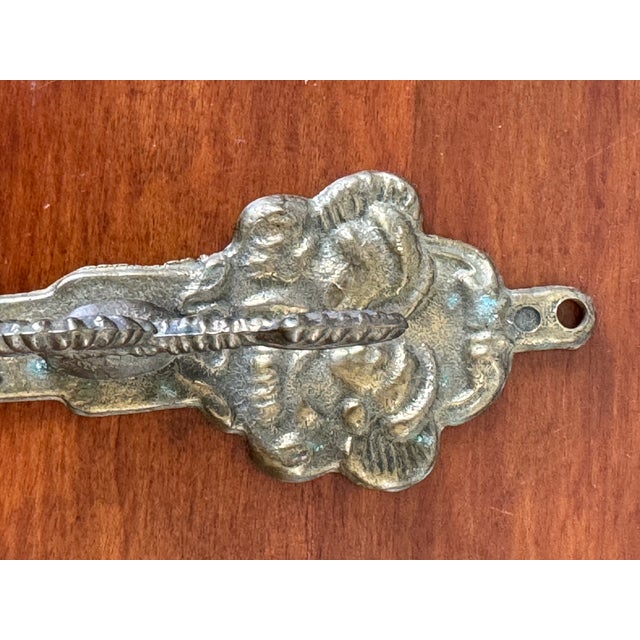Art Nouveau Vintage Ornate Sea Monster/ Dragon Brass Wall Hook For Sale - Image 3 of 10