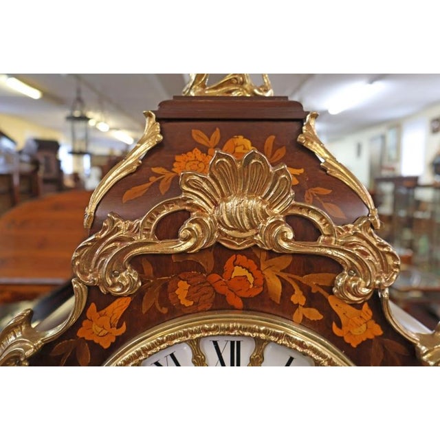1980s Inlaid Italian Rococo Tiffany & Co Musical Mantel Clock With Matching Pedestal For Sale - Image 11 of 15