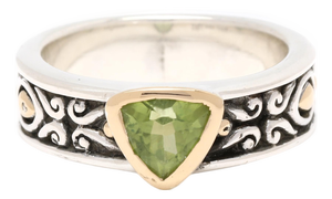 Jh Peridot Boho Band Ring, Sterling Silver & 18k Yellow Gold, Ring Size 5