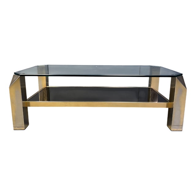 Vintage 23kt Gold Plate Coffee Table from Belgochrom, 1970s For Sale