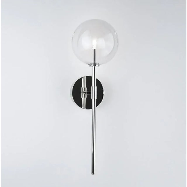 Polished nickel wall sconce by schwung dimensions: d 19.3 x w 15 x h 50.5 cm materials: solid brass, hand-blown glass...