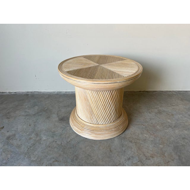 Vintage Organic Modern Pencil Reed Rattan Side / Coffee Table | Chairish