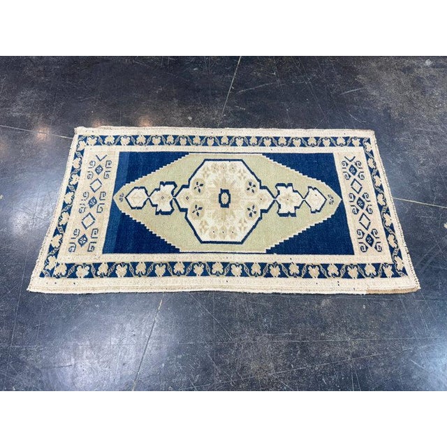 Turkish Mini Rug Oriental Hand Knotted Vintage Rug 1'10" x 3'2" #17725 For Sale - Image 4 of 8