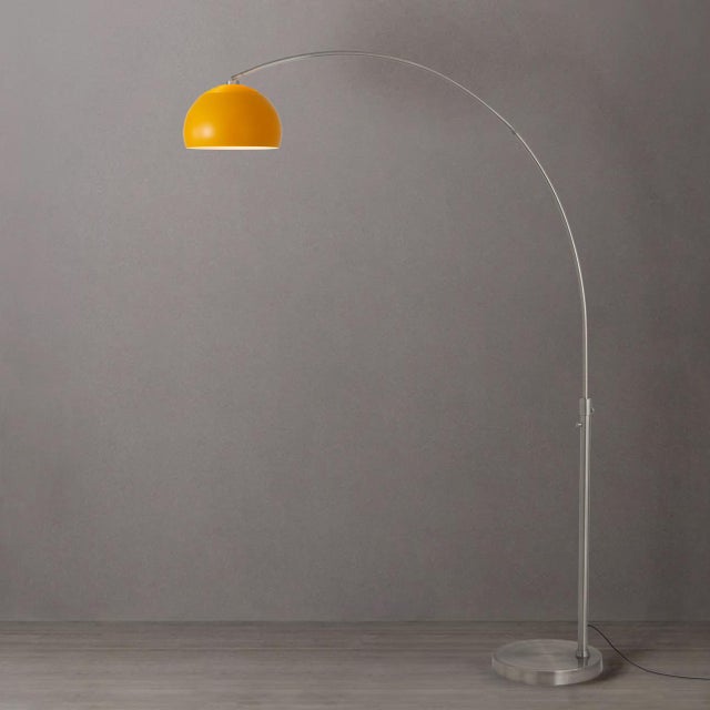 The Half Dome Arc Lamp is a Modern arc lamp featuring a satin nickel steel frame, designed by Peter Morelli in 1960. This...
