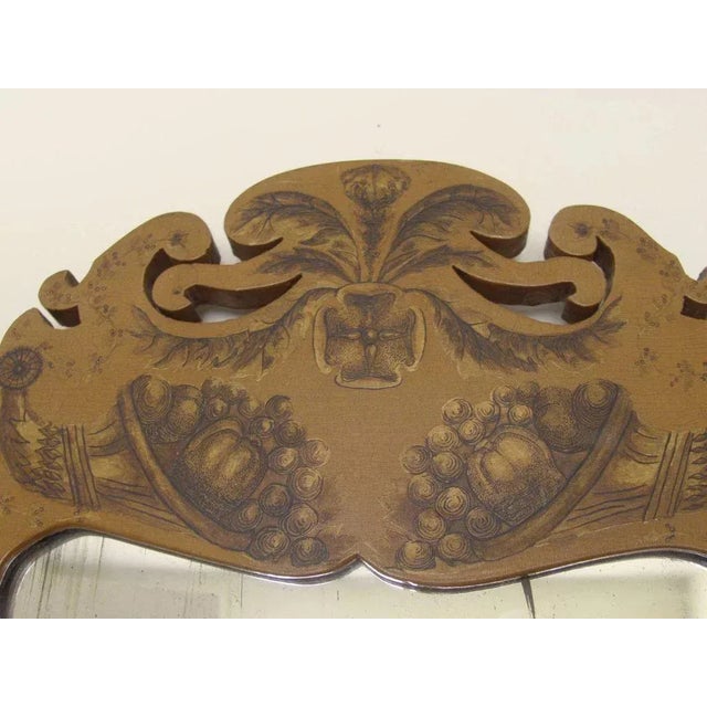Vintage Italian Painted and Ink Decorated Narrow Mirror Mustard Color For Sale In Denver - Image 6 of 10