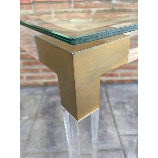 Silver Vintage Methacrylate or Lucite and Brass Side Table, 1970s For Sale - Image 8 of 18
