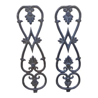 Antique Victorian Cast Iron Gate Supports Architectural Elements - A Pair For Sale
