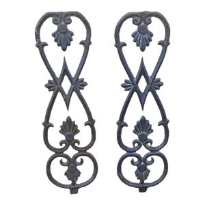 Antique Victorian Cast Iron Gate Supports Architectural Elements - A Pair