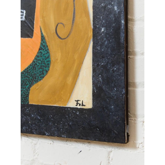 Mid 20th Century Mid 20th Century De Guitarite French Cubist Painting by Francois Lucet For Sale - Image 5 of 9