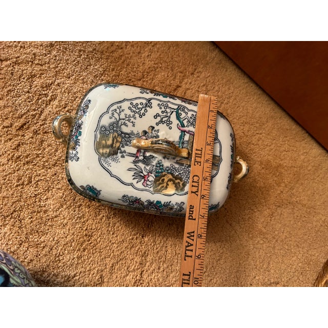Mid 19th Century Antique Ashworth Brothers England Ironstone Chinoiserie Tea House Pattern Casserole For Sale - Image 5 of 12