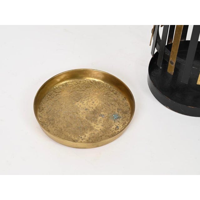 Black Italian Sculptural Brass and Black Iron Umbrella Stand by Gio Ponti, Italy, 1950s For Sale - Image 8 of 9