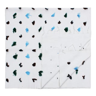 Late 20th Century Moroccan Berber Throw W/ Blue Tufts For Sale