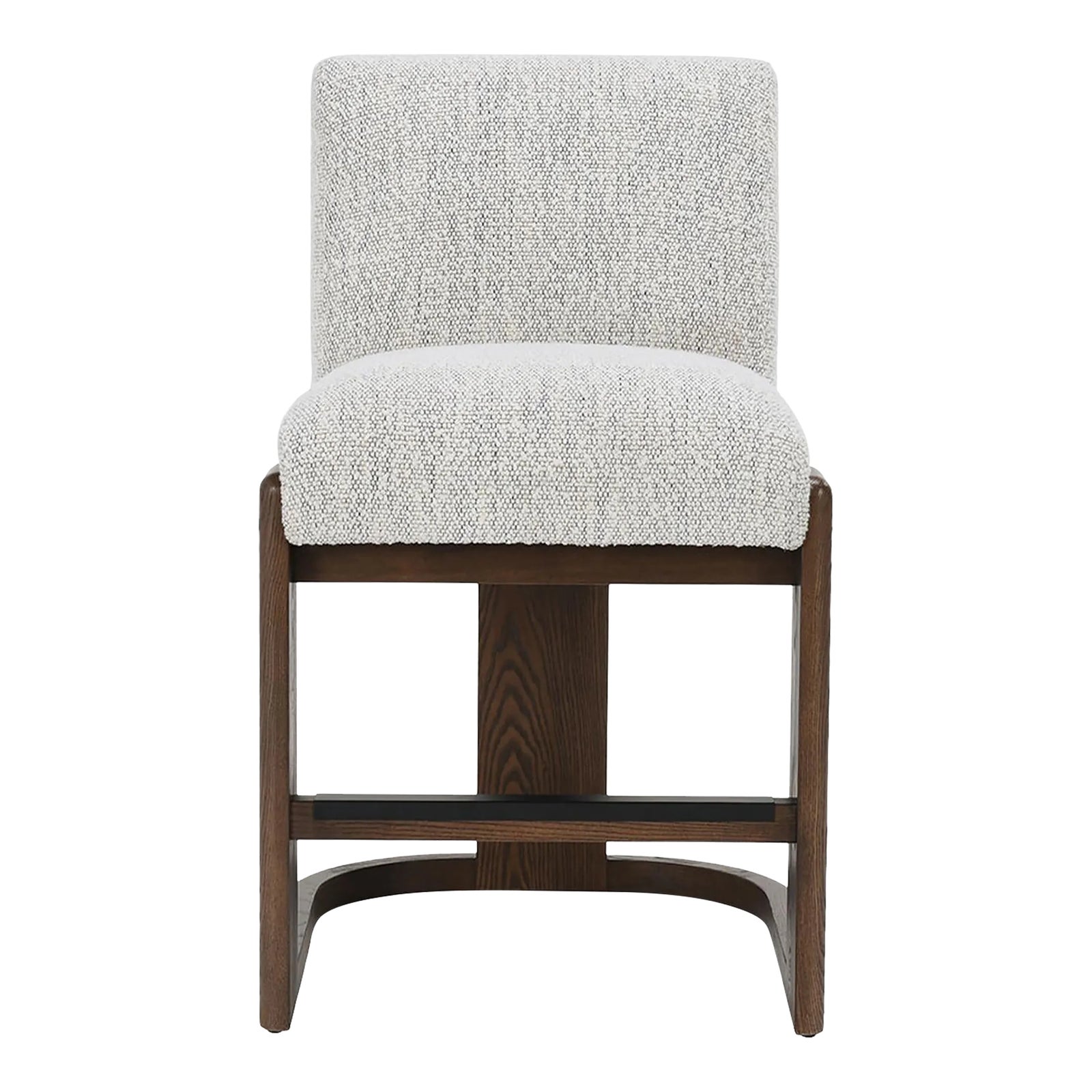 Ivory Boucle & Espresso Counter Stool | Chairish